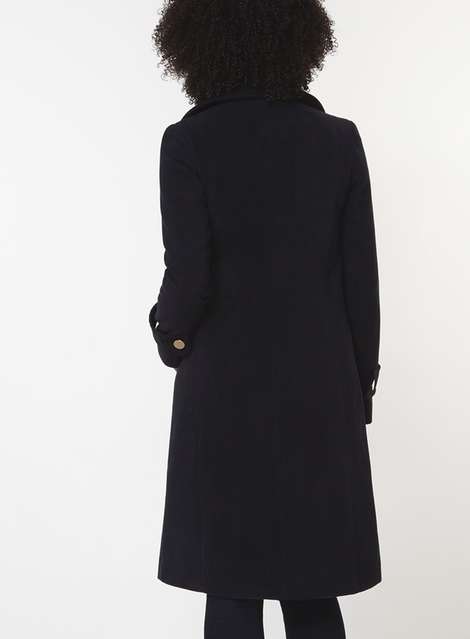 Navy Twill Belted Coat